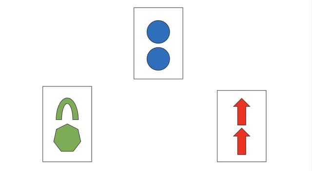 A matching trial with circles, an arch and heptagon, and arrows